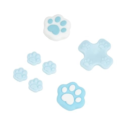 Image of GeekShare Cat Paw Button Caps Thumb Grips Set, Joystick Cover Caps Compatible with Nintendo Switch/OLED - Blue