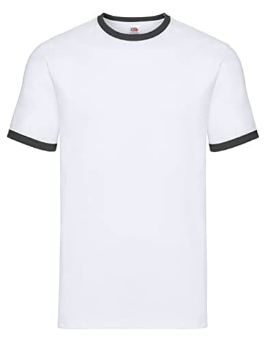 Image of Fruit of the Loom Men's Ringer T-Shirt (L) White/Black