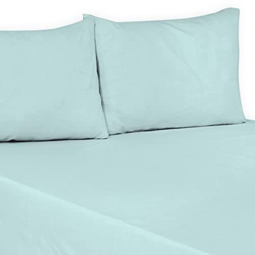 Image of Polycotton Plain Dyed Flat Bed Sheets Luxury Quality Soft Easy Care Flat sheets in Single, Double, King, Super King size (Duck Egg, Single: (178cm x 250cm) Approx.)