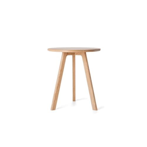 Image of Raico Round Side Table 100% Solid Oak Wood Occasional Minimal Scandinavian End Table for Living Room (Natural Oak)