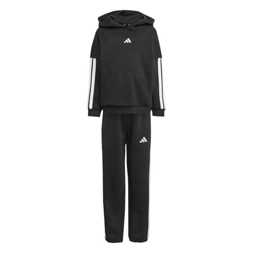 Image of adidas Boy's Little Kids 3 Stripes Essentials Fleece Track_Suit, black, 4-5 Years