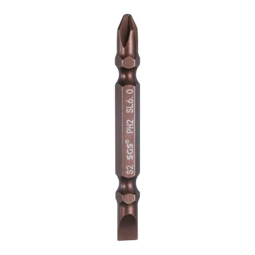 Image of sourcing map Magnetic Double Ended Screwdriver Bit 6mm PH2/SL6 2.56" Length 1/4" Hex Shank S2 Steel Phillips Cross Slotted Flat Screw Driver Bit, Red
