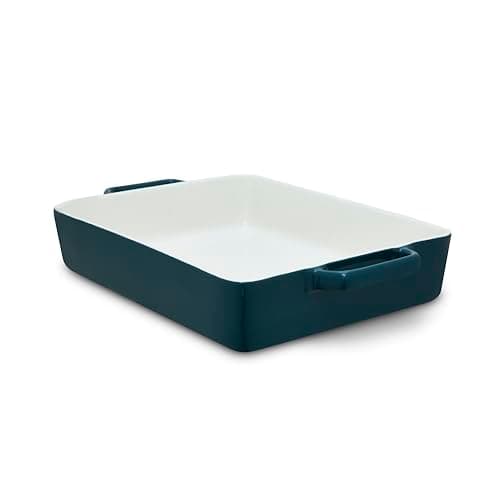 Image of Barbary & Oak Nattura 38cm Rectangular Baking Dish, Made from Strong Stoneware, Smooth Glaze Interior, Easy Grip Handles, Dishwasher Safe, Agave, BO875021AGV