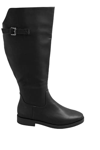 Image of Yours - Faux Leather Buckle Detail Knee High Boots In Extra Wide Eee Fit - Women's