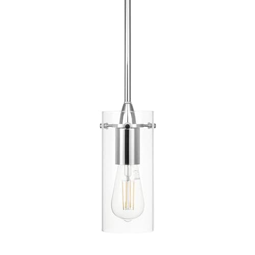 Image of XiNBEi Glass Pendant Light, Modern Chrome Pendant Lighting Adjustable Hanging Ceiling Light Fitting Fixture for Kitchen Island Dining Room Entryway Hallway NL-P1301-CH