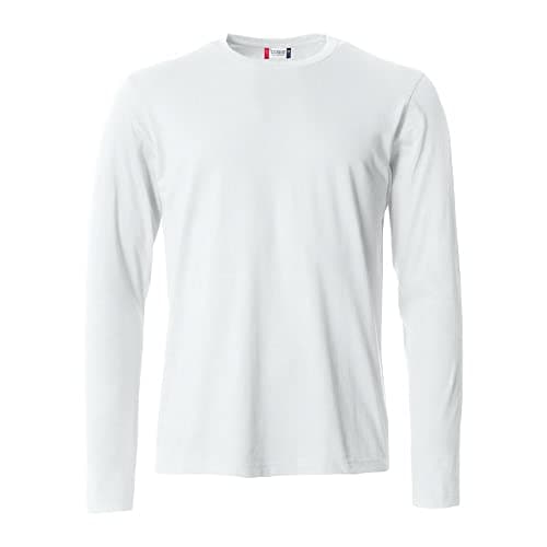 Image of Clique - Men's Long Sleeve T-Shirt Basic-T L/S, Cotton Jersey, Elastic Collar, Sweatband, Slim-Fit Fit, White, XS