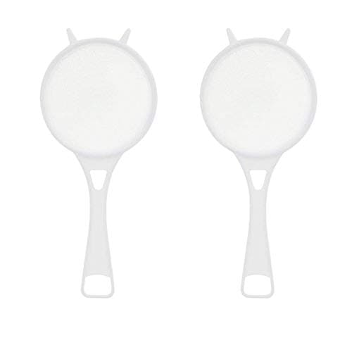 Image of Chef Aid Plastic Tea Strainer with Durable Nylon Mesh Kitchen Utensil White (Pack of 2)