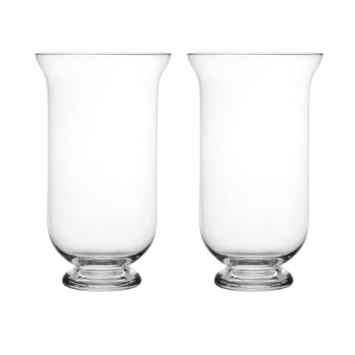 Image of Floralcraft® 25cm Tall Glass Hurricane Vase (Set of 2), Storm Lanterns Candle Holder for Home Decoration Wedding Centrepiece