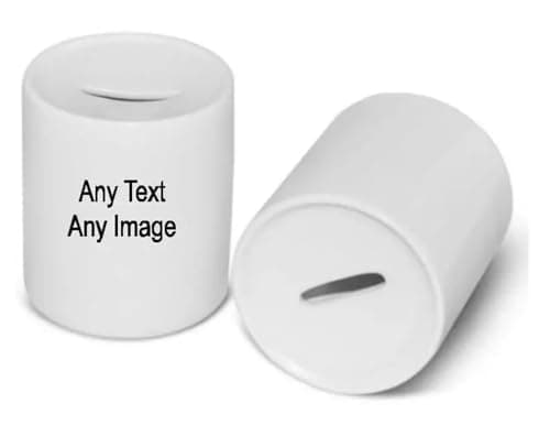 Image of Personalised Own Photo & Text Ceramic Money Box Piggy Bank Savings Gift