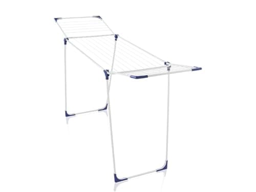 Image of Leifheit Classic 180 Solid Standing Clothes Airer Laundry Hanger, Folding Clothes Rack for Outdoor and Indoor, 18 m Clothes Horse with 4 End Hooks for Hangers