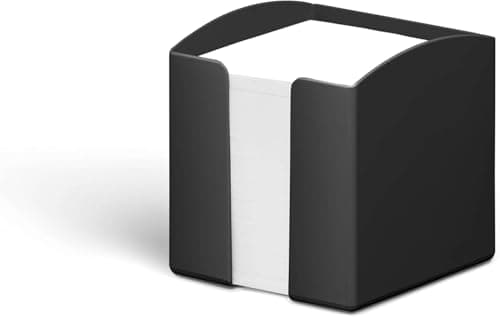 Image of Durable Eco-Friendly Note Box - Includes 800 Sheets of Recycled Paper - Blue Angel Certified - Desktop Note Pad Holder - Black
