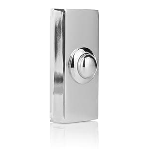 Image of BYRON Wired Door Bell Push Button – Simple Design – Compatible with Most Chimes – Easy Installation with E4ALL Thankyou card (CHROME)