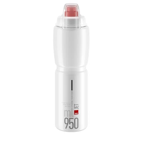 Image of ELITE Jet Plus Water Bottle Clear Red Logo – Large Capacity Cycling Bottle with Easy Squeeze Design – Lightweight & BPA-Free – 950ml – For Road Bike, MTB & Gravel Cycling
