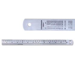 Image of Linex Ruler Stainless Steel Imperial and Metric with Conversion Table 300mm Ref Lxesl30