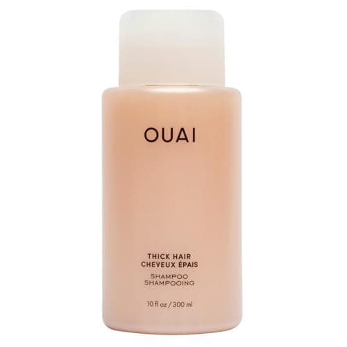 Image of OUAI Thick Shampoo - Moisturizing Shampoo with Keratin, Marshmallow Root, Shea Butter, Avocado Oil for Thick Hair - Strengthens & Hydrates Strands - Paraben, Phthalate & Sulfate Free (10 Fl Oz)