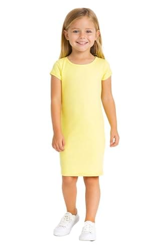 Image of A2Z 4 Kids Girls Dresses Plain Short Sleeves Cap Slim - New Midi Dress Lemon 9-10