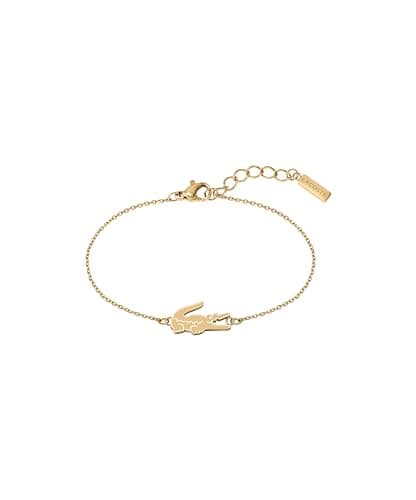 Image of Lacoste Women's CROCODILE Collection Chain Bracelet in Carnation Gold with a Crocodile-Shaped Charm - 2040048