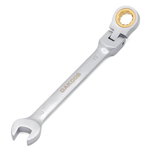 Image of DAKCOS 10mm Flexible Head Spanner Dual Heads Ratchet Combination Wrench Spanner Chrome Vanadium Steel