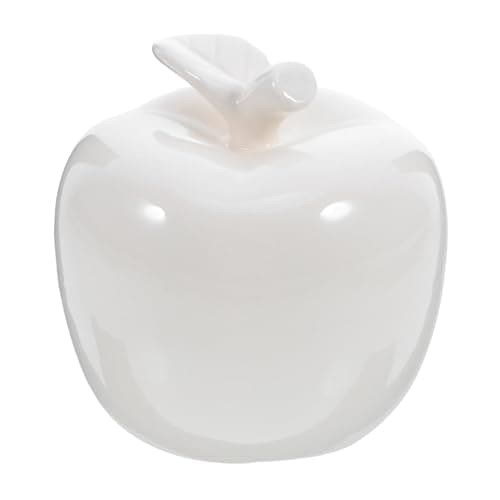 Image of WEKADRIN Apple Ceramic Ornament Glazed Porcelain Christmas Decoration Apples Color Rustic Sculpture Centerpiece Artificial Fruit Merry Small Fake Simulate Object White Ceramics