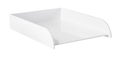 Image of OSCO White Plastic Stacking Letter Tray, A4 Foolscap Document File Organiser, Stackable Desk Paper Tray for Home Office, Business Filing & Letter Sorting