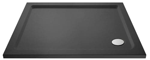 Image of Balterley 1200 x 700 mm Rectangular Shower Tray, Slimline Shower Trays, Durable Stone Resin Base Trays for Bathroom Enclosure Cubicle, Central Waste Rectangular Tray for Wetroom Showers (Slate Grey)