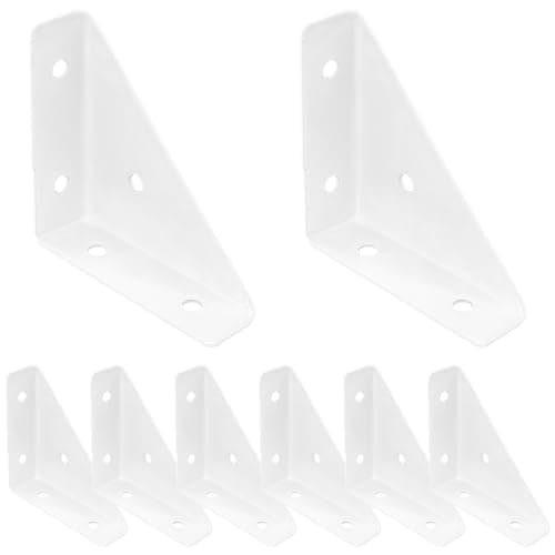 Image of 8 PCS Triangle Corner Brackets for Furniture Fastening and Connection (White)