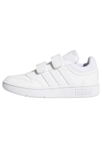 Image of adidas Unisex Kids Hoops Lifestyle Basketball Hook-and-Loop Shoes, Cloud White/Cloud White/Cloud White, 2 UK