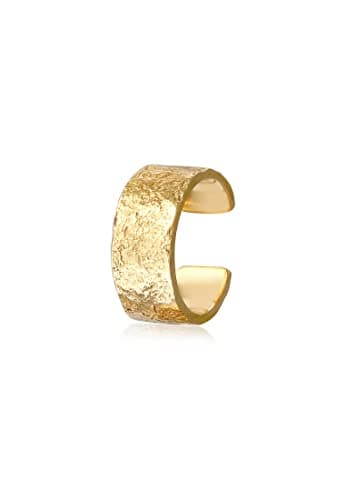 Image of Elli Earrings Ladies Earcuff Wide Hammered in 925 Sterling Silver Gold Plated