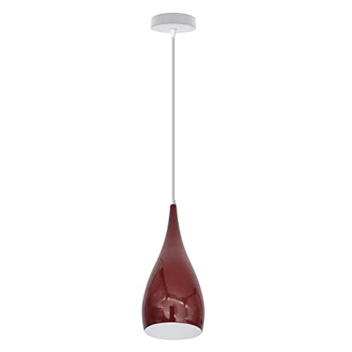 Image of LEDSone Modern Industrial Metal E27 Burgundy Teardrop Pendant Light Hanging Light Fixture Can Be Used in Any Indoor Living Space, Including Bedrooms, Living Rooms, and Hallways. Single Pendant Set.