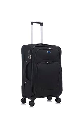 Image of Aerostar Medium 26” Lightweight Softshell Expandable Suitcase, Integrated Combination Lock, 4 Wheels Check in Luggage for 15 to 20kg (Black, 78 litres)