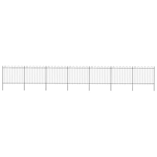 Image of vidaXL Garden Fence with Hoop Top Steel 1248x150 cm Black