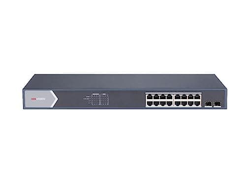 Image of Hikvision 16 Port GIGABIT UNMANAGED Poe Switch 2 GIGABIT SFP UPLINK Ports, 802.3AF/AT, Poe PO