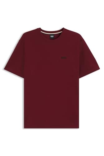 Image of BOSS Mens Structured T-Shirt Short Sleeve Cotton Dark Red XL