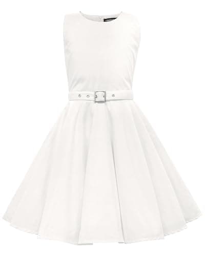 Image of BlackButterfly Kids 'Audrey' Vintage Clarity 50's Children's Girls Dress (Ivory, 11-12 Years)