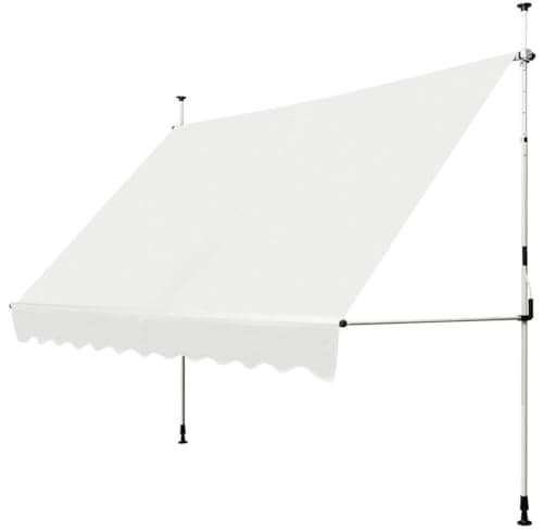 Image of SFAREST 3M/3.5M/4M Telescopic Awing, Retractable Canopy Sun Shelter with Manual Crank Handle, UV-Resistant Waterproof Deck Awning for Window Balcony Garden (350 x 120 cm, Beige)