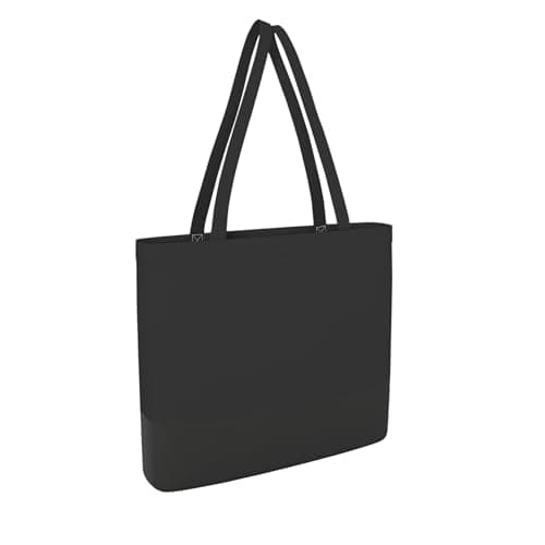 Image of IMFAA ZIPPED Plain 10oz Strong Large(50X40X12) Cm Reusable Grocery Shopping, Fashionable Two-Tone Bags for Crafts, DIY and Creative Designs Cotton Canvas Tote Bag Pack-1 (Black 50x40x12)