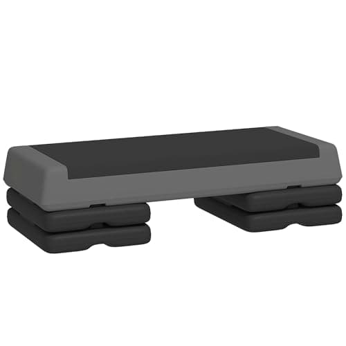 Image of SPORTNOW Fitness Stepper, 3-Height Adjustable Aerobic Step, Non-Slip Exercise Step Board for Home Gym Office Workout, 10.5cm, 15.5cm, 20.5cm, Grey