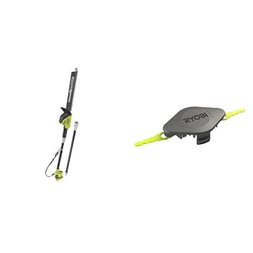 Image of Ryobi ONE+ 18V OPT1845 Cordless Pole Hedge Trimmer, 45cm Blade (Body Only) & Double Serrated Blades Head for RAC155 Edger Black