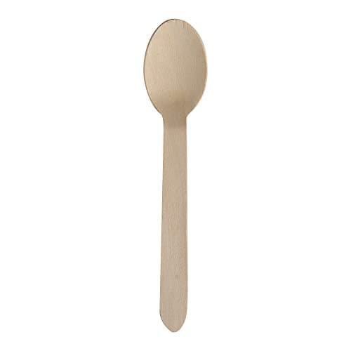 Image of ABENA Gastro-Line 16cm Wooden Disposable Spoons, The Eco-Labelled Wooden Cutlery Choice for your Disposable Cutlery, 100% Compostable Birchwood from Certified Ethical Forests (Pack of 100)