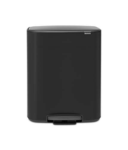 Image of Brabantia Bo Pedal Bin - 2 x 30L Inner Buckets (Matt Black) Large Waste/Recycling Kitchen Bin - Soft Closing Lid