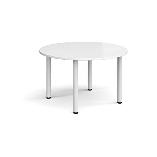 Image of Mr Office Circular radial leg meeting table - white legs, White, 1200