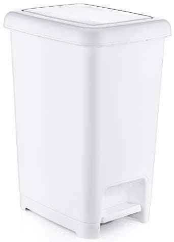 Image of Muddy Hands Slim Plastic Foot Pedal Bin Home Bedroom Bathroom Kitchen Rubbish Recycling Waste Dustbin (White, 10 Litre)