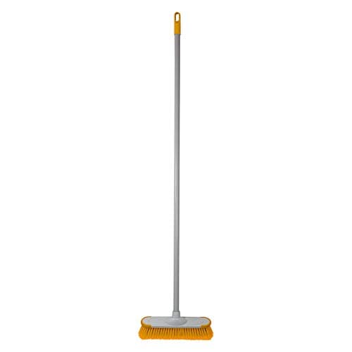 Image of CHARLES BENTLEY Broom, Yellow, Soft, Indoor Broom, Metal Handle, Broom Head, Soft Flagged Bristles, Rubber Bumpers, Strong, Robust Handle, Hanging Hook, Practical (120x14x14cm)