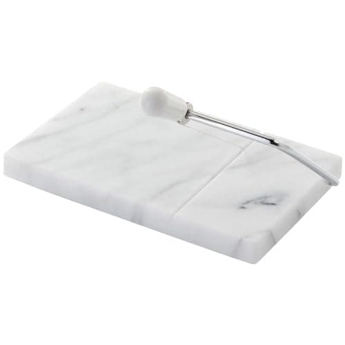 Image of Judge Marble Cheese Board with Wire Cutter 21cm x 20cm - 25 Year Guarantee, White