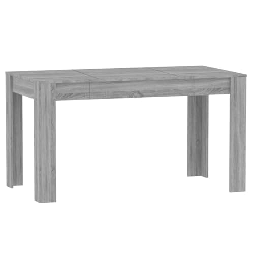 Image of vidaXL Grey Sonoma Dining Table - 140x74.5x76 cm Engineered Wood, Rectangular Kitchen Table, Classic Style, Room Decor Furnishing