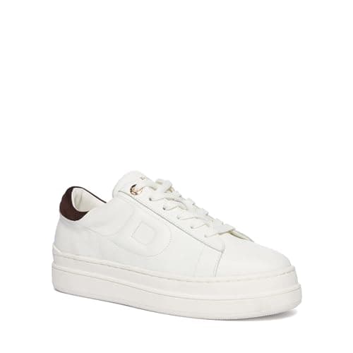 Image of Dune London Ladies Eden Flatform Lace-Up Trainers Size UK 8 White