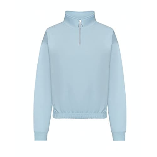Image of AWDis Just Hoods JH037 Ladies Cropped 1/4 Zip Sweatshirt - Sky Blue - XL