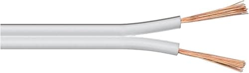 Image of electrosmart 20m White Loud Speaker Cable Wire - Multi-Strand Ideal for Car Audio & Home HiFi - Outside Dimensions of Cable: 4mm x 2mm