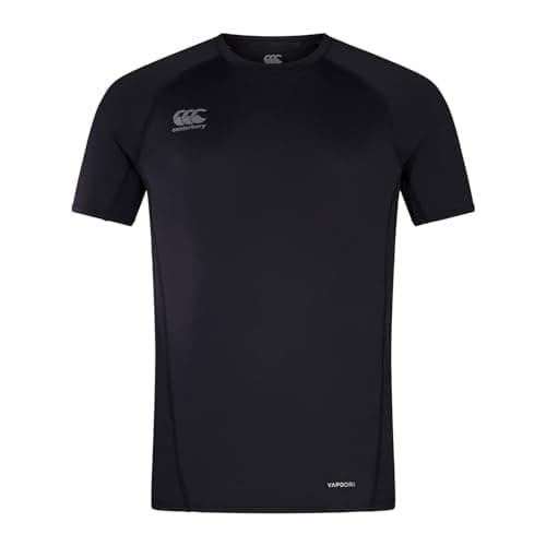 Image of Canterbury Men's Small Logo Superlight T-Shirt | Training Top | Breathable | Quick Drying Technical T-Shirt, Black/Gunmetal Grey, S
