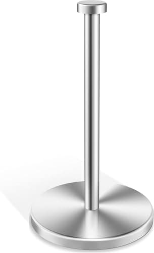 Image of Free Standing Kitchen Roll Holder: Stainless Paper Towel Holder Stand for Kitchen Rolls, Non Slip Paper Towel Roll Holder, Modern Kitchen Countertop Organizer with Solid Weighted Base (silver)